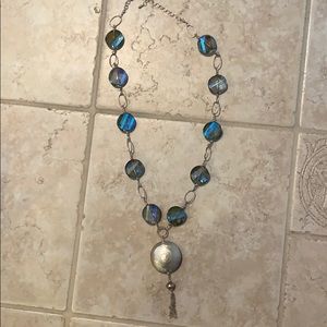 Silver and crystal necklace.